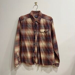 Patagonia Fjord Men’s Brown Plaid Flannel Shirt Long Sleeve Medium